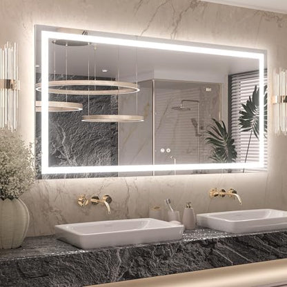Keonjinn 55x30 Inch LED Bathroom Mirror with Lights, Frontlit & Backlit