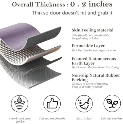 Extra Long Bathroom Runner Stone Bath Mats for Bathroom,17"x59"Lavender