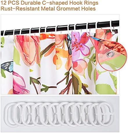 Watercolor Shower Curtain Hummingbird Floral for Bathroom 72 x 72