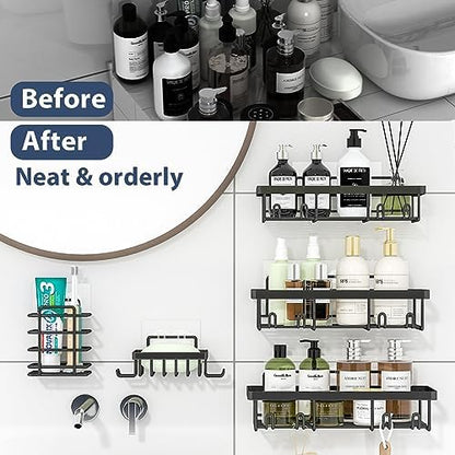 Liuoud 10 Pack Shower Caddy for Inside shower, Black Bathroom Storage Decor