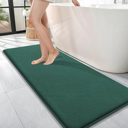 OLANLY Memory Foam Bathroom Runner Rugs 47x17, Long Mats, Blackish Green