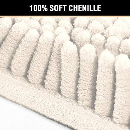 H.VERSAILTEX Microfiber Bath Rugs Chenille Floor Mat Ultra Soft Washable Bathroom Dry Fast Water Absorbent Bedroom Area Rugs, 20 x 32 - Inch, Ivory