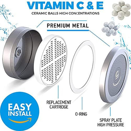 AquaHomeGroup Handheld Shower Filter, 20+3 Stage, 1.8 GPM, Chrome
