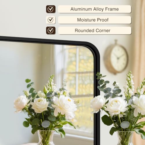 Vanity Bathroom Mirror, 40”x30” Black Bathroom Mirror for Over Sink
