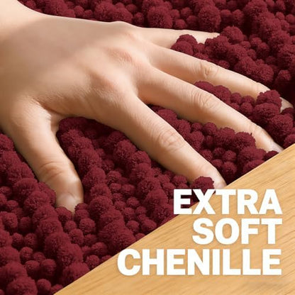 OLANLY Small Bathroom Rugs 24x16, Thick Soft Absorbent Chenille Bath Rugs