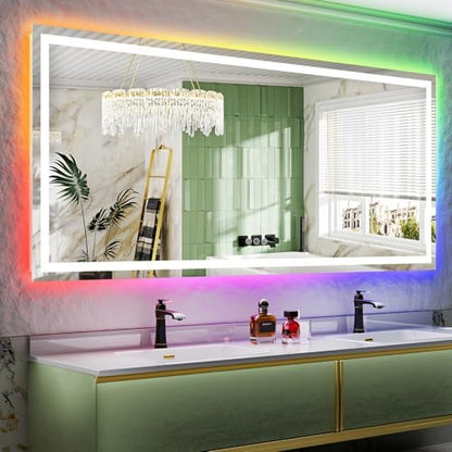84x40 LED Bathroom Mirror with Lights, RGB Backlit Lighted Mirror