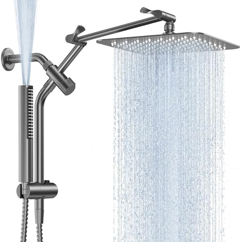 Veken All Metal 10" Luxurious Gray Rain Shower Heads with Handheld Spray