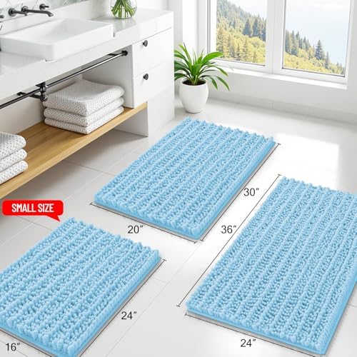 Smiry Bathroom Rugs 30X20, Extra Soft Rubber Backing Chenille Bath Mats