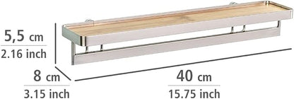 WENKO Spice Rack Organizer, Wall Mount Spice Shelf, Hanging Spice Holder for Kitchen, Seasoning Organizer, Spice Rack over the Stove, Made of Bamboo and Metal, 15.7 x 2.2 x 3.1 in