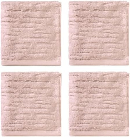 SKL Home CloudSoft Washcloth Set, 4-Piece, 100% Cotton Luxury, Blush Pink