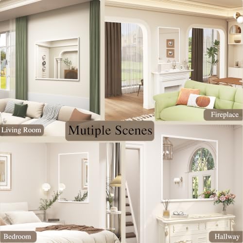 White Framed Bathroom Mirror 30x30, White Vanity Mirrors for Wall