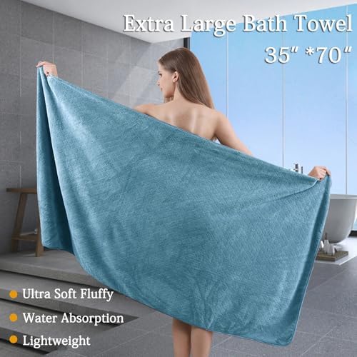 Extra Large Bath Towels Set 35x70 Inches - Luxury 600 GSM Oversized Bath Sheet Towel,Ultra Soft Microfiber - Quick Dry,Highly Absorbent Shower Towels Spa Hotel Bathroom Towel Set (4-Pack,Turquoise)