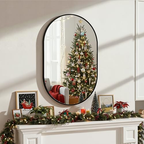 Black Oval Bathroom Mirror for Wall, 24"x36" Bathroom Vanity Mirror