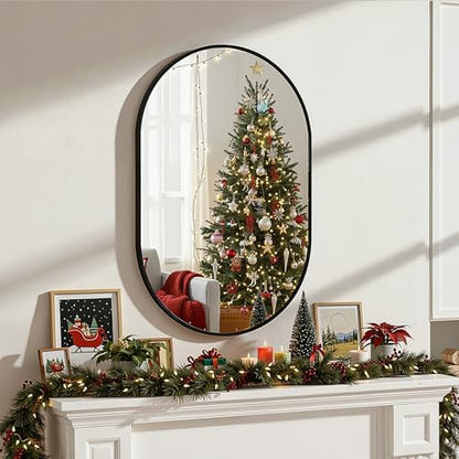 Black Oval Bathroom Mirror for Wall, 24"x36" Bathroom Vanity Mirror