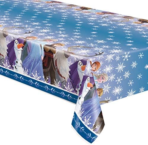 Unique Disney Frozen Elsa Anna Party Supplies Bundle Pack for 16 includes 16 Dessert Plates, 16 Napkins, 16 Cups, 1 Table Cover, 1 Dinosaur Sticker Sheets