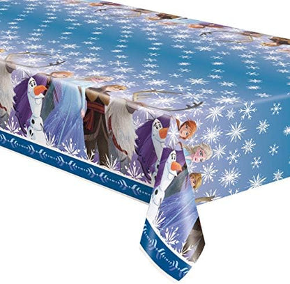 Unique Disney Frozen Elsa Anna Party Supplies Bundle Pack for 16 includes 16 Dessert Plates, 16 Napkins, 16 Cups, 1 Table Cover, 1 Dinosaur Sticker Sheets