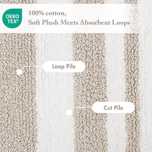 Madison Park Spa Cotton Bath Rug Non-Slip Absorbent, 27 x 45, Taupe