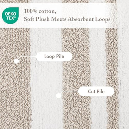 Madison Park Spa Cotton Bath Rug Non-Slip Absorbent, 27 x 45, Taupe
