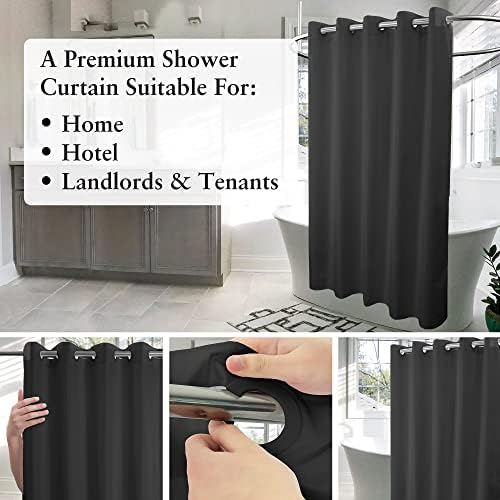 River Dream No Hook Stall Shower Curtain or Liner Microfiber Black, 36x74