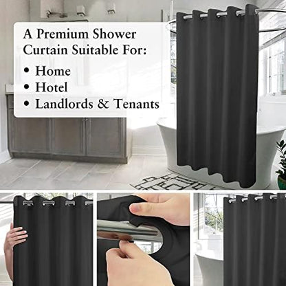 River Dream No Hook Stall Shower Curtain or Liner Microfiber Black, 36x74
