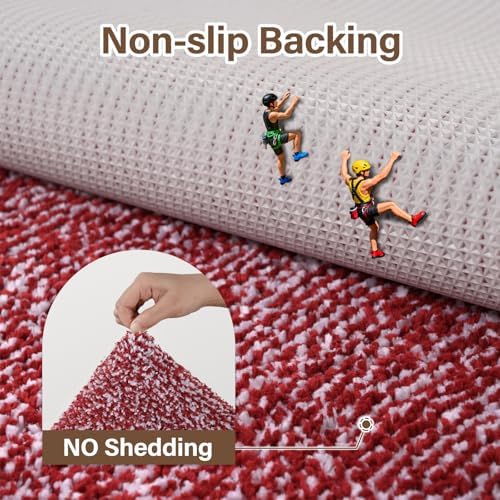 70x24 Long Bathroom Rugs Non Slip Washable, Soft Absorbent Bath Mat Red