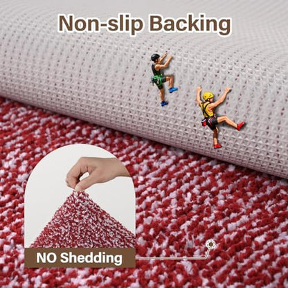 70x24 Long Bathroom Rugs Non Slip Washable, Soft Absorbent Bath Mat Red