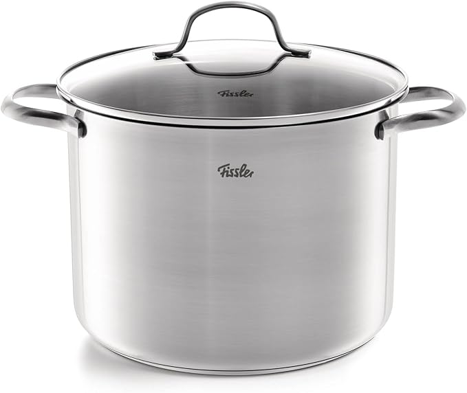Fissler San Francisco 5-Piece Stainless Steel Saucepan Set with Glass Lids Suitable for Induction Cookers All Hob Types (3 Saucepans, 1 Stewing Pot, 1 Saucepan Without Lid)