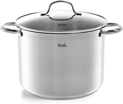 Fissler San Francisco 5-Piece Stainless Steel Saucepan Set with Glass Lids Suitable for Induction Cookers All Hob Types (3 Saucepans, 1 Stewing Pot, 1 Saucepan Without Lid)