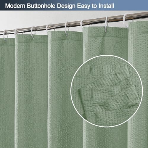 OWENIE Sage Green Stall Shower Curtain for Bathroom, 3D Embossed Textured Fabric Small Shower Curtain for Narrow Stall Size, Machine Washable Water Resistance, Hotel Style, 36" W x 72" L, Sage Green