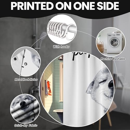 Extra Tall Shower Curtain XL Funny Dog Crazy, 70 x 84 Inchs