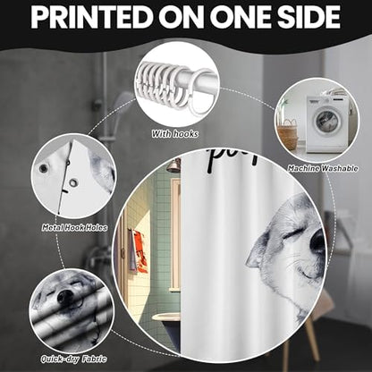 Extra Tall Shower Curtain XL Funny Dog Crazy, 70 x 84 Inchs