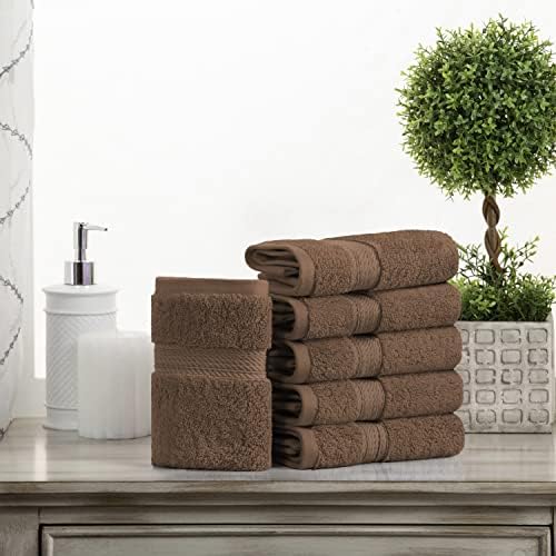 Superior Egyptian Cotton Plush & Absorbent, Face Towel Set of 6, Chocolate