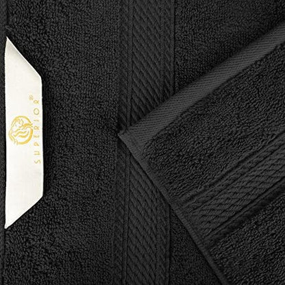Superior Egyptian Cotton Plush & Absorbent, Face Towel Set of 6, Black