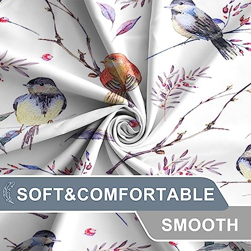 AWERT Bird Shower Curtain with Hooks Colorfur Cheery Birds on Tree Branch Shower Curtain for Bathroom Waterproof Fabric Bathroom Accessories Bathtub Decor 60x72inch