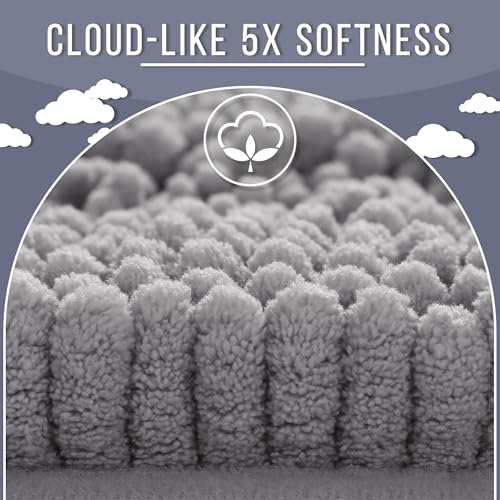 Yimobra Bathroom Runner Rugs 60"x24", Non Slip and Absorbent Bath Mat, Super Soft Water Absorbent Hallway Carpet, Machine Washable Rug for Vanity Tub Shower, Gray