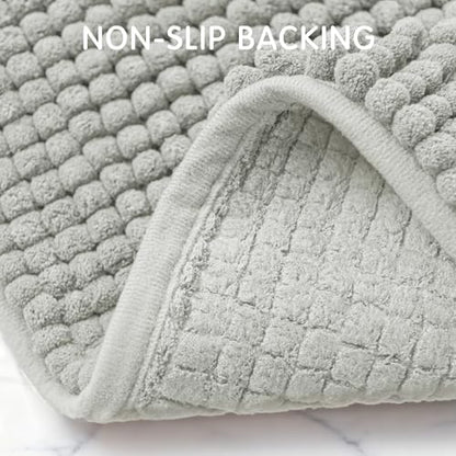 SUBRTEX Bathroom Rugs, 24" x 44" Chenille Bath Rug Soft Short Plush Bath Mat Soft Shower Mat Water Absorbent Shower Mat Quick Dry Machine Washable, Light Gray
