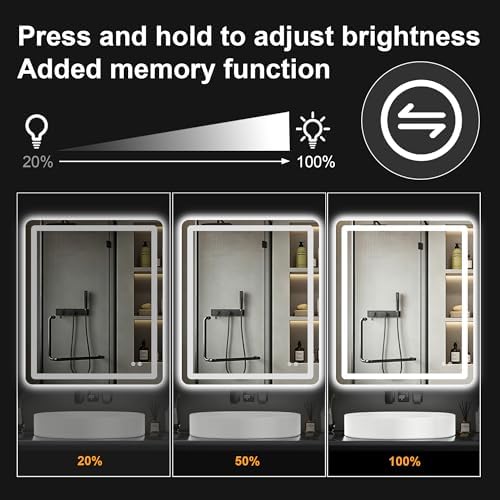 LED Bathroom Mirror with Lights, 30 x 36 Lighted Vanity Wall Mirror