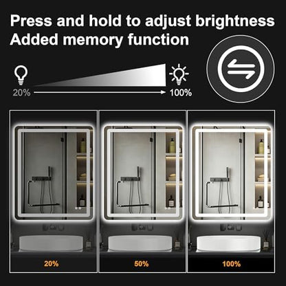 LED Bathroom Mirror with Lights, 30 x 36 Lighted Vanity Wall Mirror