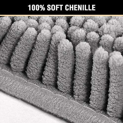 H.VERSAILTEX Bath Mat Bathroom Rug Bath Rugs for Bathroom Non Slip Bath Mats Extra Thick Chenille Rug 17" x 24" Absorbent Soft Shaggy Washable Dry Fast Plush Rugs for Bathtubs - Dark Grey