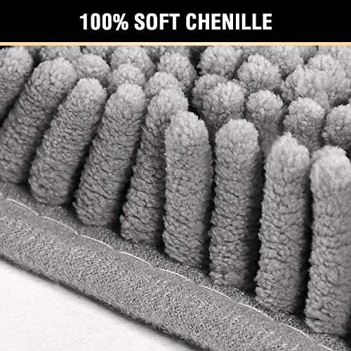 H.VERSAILTEX Bath Rugs for Bathroom Slip-Resistant Shag Chenille Bath Rugs Mat Extra Soft and Absorbent Bath Rug for Shower Room Machine-Washable Fast Dry (Gray, 20" x 32"/17" x 24")
