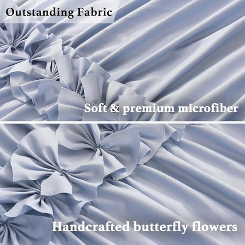 Homechoice Decor Fog Blue Ruffle Shower Curtain 72“ W x 84” H