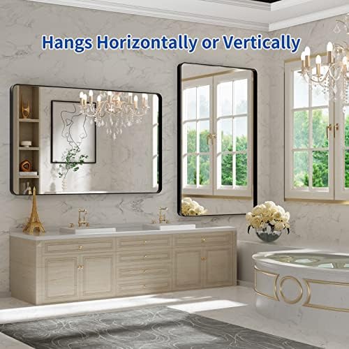 WEER Black Bathroom Vanity Mirror 48X30 Inch