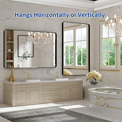 WEER Black Bathroom Vanity Mirror 48X30 Inch