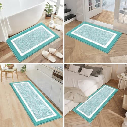 Pauwer Bathroom Rugs Sets 2 Piece, Non Slip Washable Bath Mat, Teal