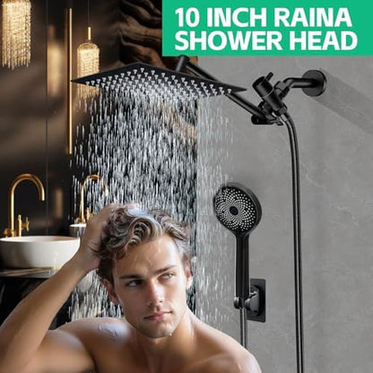 Shower Head,10" High Pressure Rainfall Shower Head with Handheld Dual Spray