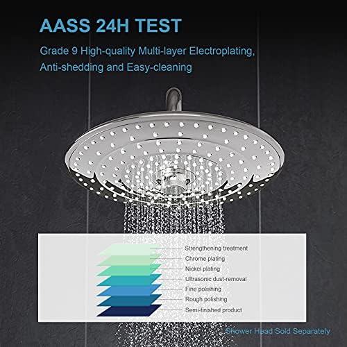 OFFO Shower Arm with Flange, 16 in Brushed Nickel Wall Mount Replacement Angle Shower Head Arm Wall-Mounted For Fixed Shower Head & Handheld Showerhead