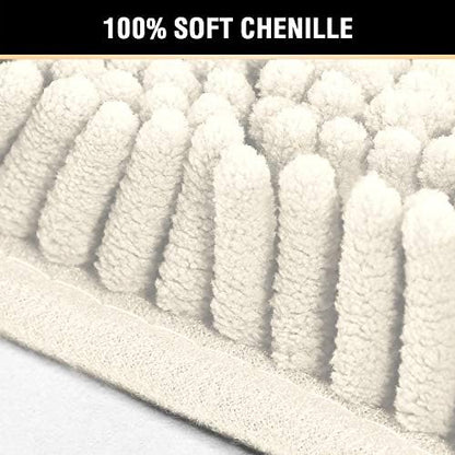 H.VERSAILTEX Cream Bath Mat Soft Shaggy Bathroom Rugs Rugs Luxury Microfiber Washable Bath Rug for Floor Bathroom Bedroom Living Room, 20 x 32 inches