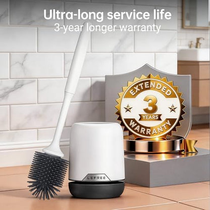 Lefree 2 Pack Silicone Toilet Brush,Rubber Toilet Bowl Brush and Holder Set with Ventilated Holder, Toilet Cleaner Brush for Bathroom,Floor Standing & Wall Mounted Toilet Scrubber Without Drilling