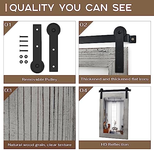COGOOD Farmhouse Bathroom Mirrors for Over Sink - 30 x 22 Grey