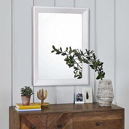 AAZZKANG Rectangular Wall Mirror Decorative Wood Framed Mirrors Large 20"x16" for Farmhouse Bedroom Bathroom Living Room Entryway Hanging Home Decor